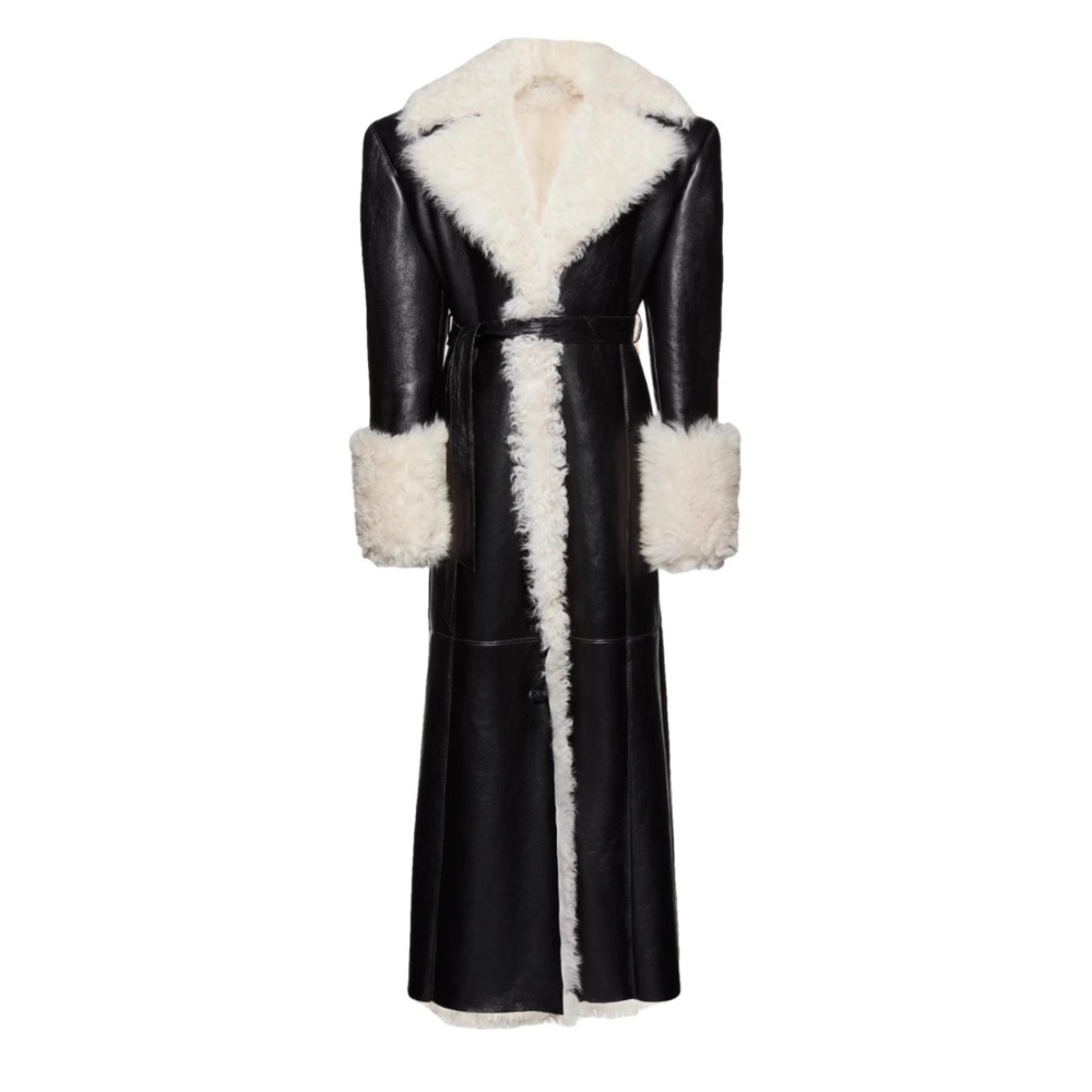 Magda Butrym Black Belted Shearling Coat